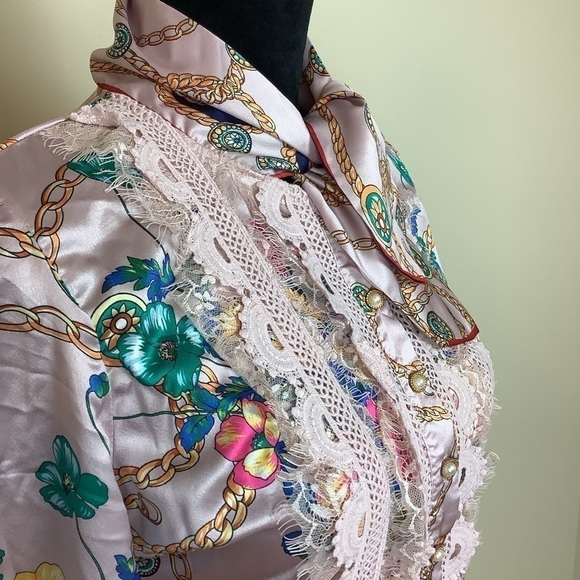 DALIA MACPHEE WHIMSICAL FLORAL SATIN SILKY PINK DRESS - Picture 3 of 12